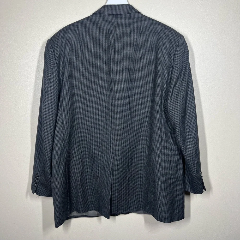 Lauren Ralph Lauren Mens Gray Black Houndstooth Wool Blazer Jacket Size 46R